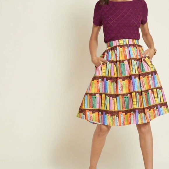 Modcloth "Literary Flirt" Cotton Skirt - Picture 2 of 4